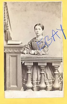 Vintage 1860s CDV Photo Girl Hoop Dress Bannister Book -F GUTEKUNST Photographer • $9.95