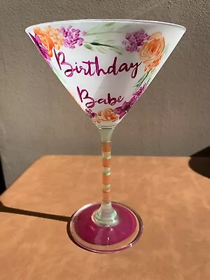 Lolita Birthday Babe Martini Glass Hand Painted 7.5 Oz Never Used • $6.20