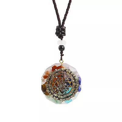 $4.60 • Buy Orgonite Pendant Sri Yantra Necklace Sacred Geometry Chakra Energy Necklace Gift