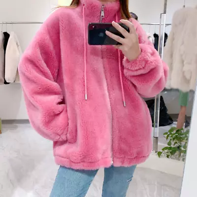 £217.79 • Buy Coats Women New Women's Sheepskin Jacket Shearing Real Fur Hooded Wool Fur Coat