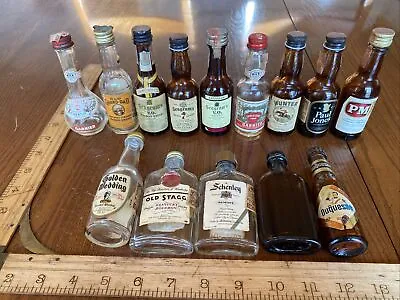 Vtg Lot 15 1950’s 60s Mini Liquor Shot Shooter Mini WHISKEY Bottles W Tax Stamps • $31.76