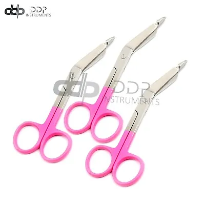Lot Of 3 Pc Lister Bandage Scissors 4.5  Surgical Medical Instrument Pink Handle • $9.99