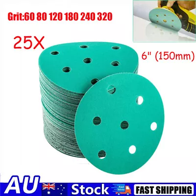 25X 6  Sanding Discs Sander Abrasive 6+1 Hole Orbital Sandpaper Pads 60-320 Grit • $20.06