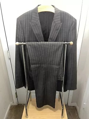 Versace Collection Saks Fifth Avenue Gray Chalk Stripe Suit 48L Wool Peak Lapel • $160