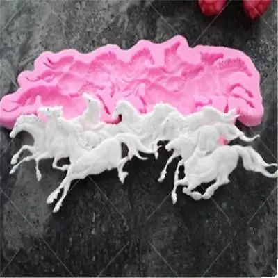 3D Silicone Horse Shape Fondant Cake Mold DIY Craft Soap Candle Mould Tools SPM • £4.44
