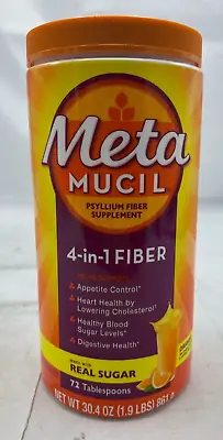 Metamucil Fiber Supplement 4-in-1 Fiber Real Sugar 72tbps Orange 30.4oz 04/2026^ • $20.99