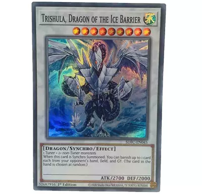 YUGIOH Trishula Dragon Of The Ice Barrier SDFC-EN045 Super Rare 1st Edition MINT • £0.99