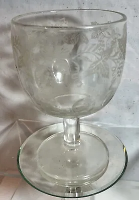 Vintage Etched Wheat Design Crystal Glass Goblet Stem Ware One • $9.95