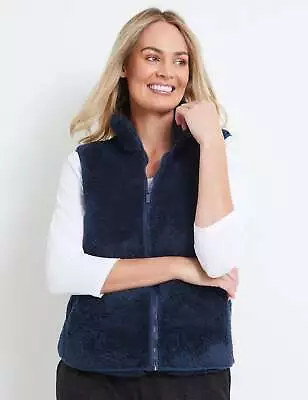 RIVERS - Womens Regular Vest - Blue Winter Jacket - Fluffy - Casual - Work Wear • $23.39