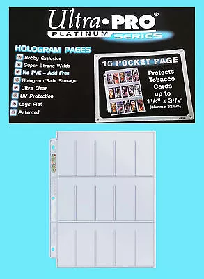 25 ULTRA PRO PLATINUM 15 POCKET Tobacco Card Pages 1.5x3.25 Sheets Protectors  • $11.99