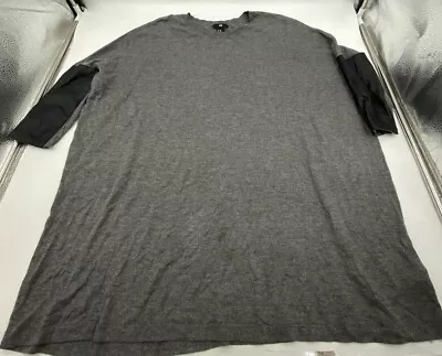 H&M Womens Shirt 3/4 Sleeve Gray And Black Leather Accent Comfort Size XS - Used • $7.99