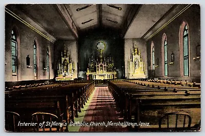 Vintage Postcard Interior Of St Mary Catholic Church Marshalltown Iowa • $4.75