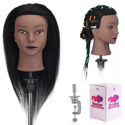 Afro Training Head 100% Real Hair Styling Cosmetology Female Hairdressing Doll • £27.99