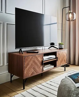 Walnut TV Entertainment Storage Unit Living Room Furniture • £169