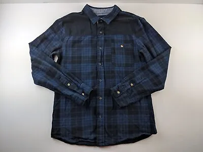 Modern Amusement Flannel Shirt Men M Slim Blue Plaid Casual Classic Outdoor P3 • $13.88