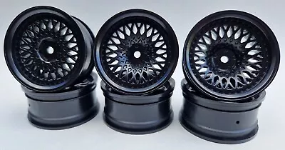 1/10 RC Drift Car Wheel Rims With Offsets 3mm 6mm 9mm Black FM Mesh Spoke • £8.49