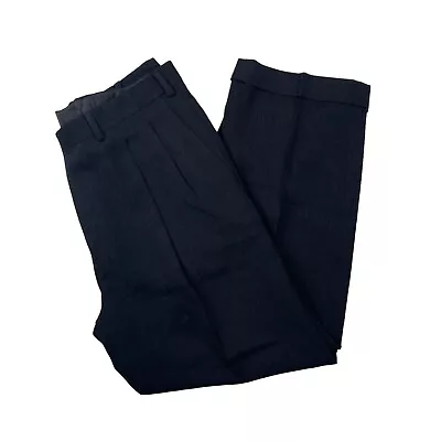 VTG Ermenegildo Zegna Men's Heavy Twill 100% Wool Pleated Pants Black • 36R • $44.99