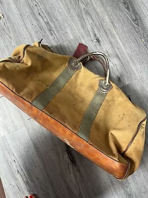 $120 • Buy Vtg LL Bean Early Canvas & Leather Extra Large Duffle 27  Bag Talon Cursive
