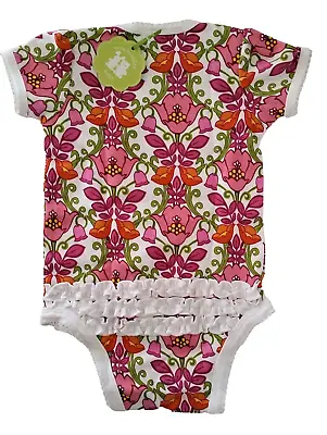 Vera Bradley Baby Lilli Bell Ruffled Bodysuit Cotton One Piece Snaps 6 To 9 Mo • $18.98