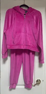Victoria’s Secret Hot Pink Lounge Suit Pants Size Small & Jacket Size Large • $40