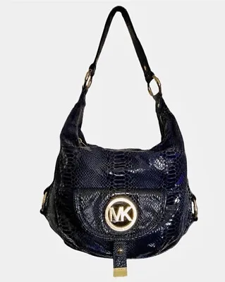 Michael Kors Fulton Blue Python Leather Large Satchel Shoulder Bag • $65