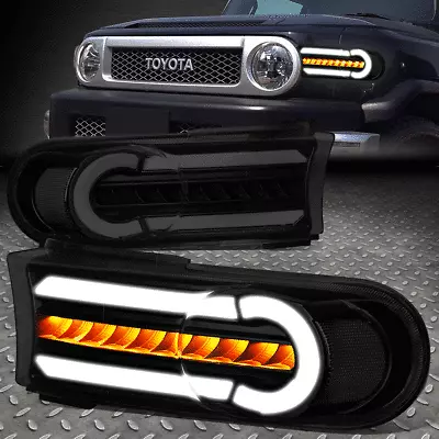 For 07-14 Fj Cruiser 3d Led Drl+sequential Turn Signal Bumper Light Tinted/clear • $79.88