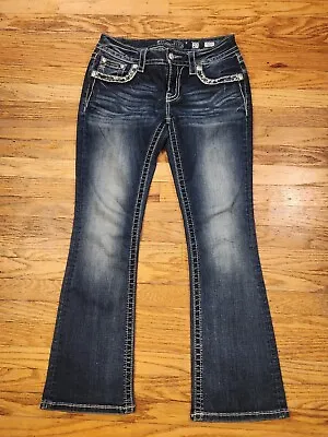 Miss Me Signature Bootcut Jeans 27 EUC Dark Wash Flap Pockets JP7324BD • $17.99