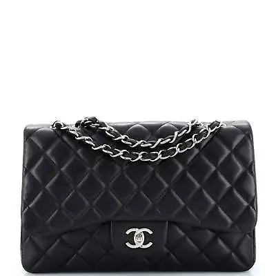 Chanel Classic Single Flap Bag Quilted Lambskin Jumbo Black • $4118.10