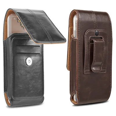 Leather Extra Large Belt Clip Pouch Case Card Holster For Universal Cell Phone • $6.39