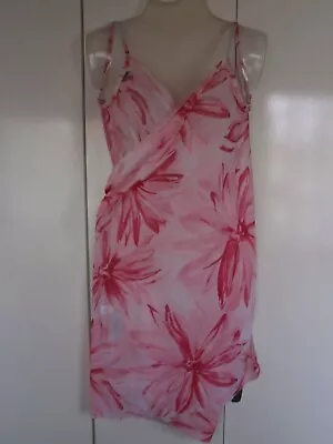 £11.99 • Buy The Sares Beach Cover  Sheer Wrap Around Dress Pink Floral Print Size M 12 -14
