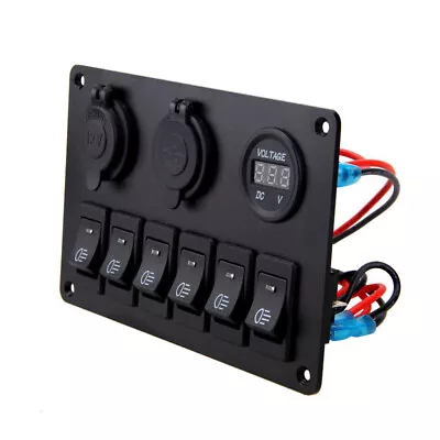 6 Gang Rocker Circuit Panel Blue Switch Breaker LED Waterproof Car Marine Boat • $29.99