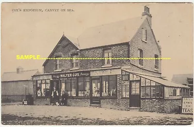 Canvey On Sea C1910 Cox's Emporium POST OFFICE Close Up Leigh Beck Man & Dog • £7.50
