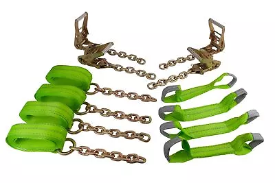 8 Point Roll Back Tie Down System Chain Ends For Car Hauler Carrier Tow Truck • $129.99