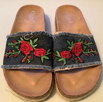 £1.99 • Buy TK Max Size 6.5 (40)CIARA  BLUE DENIM SLIDERS GREAT LOOK VERY BOHO POST NEXT DAY