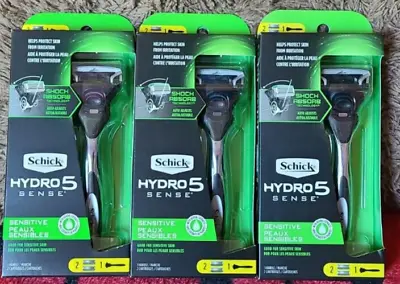 3 New Packages Men's Schick Hydro 5 Sense Sensitive Razors Free Shipping! • $20