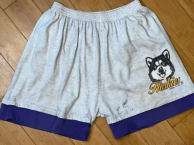 Vintage Men’s Small Washington Huskies 90’s Cotton Dawgs Athletic Shorts • $15