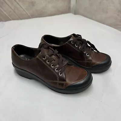 Dansko Veda Vegan Lace Up Clog Shoes Brown Canvas Womens Size 38 US 7.5 • $39.95