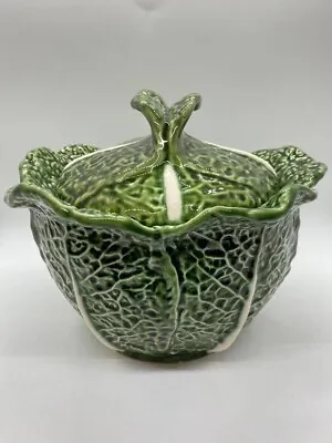 Olfair Lidded Green Cabbage Leaf Tureen – Made In Portugal - E5 • $49.99