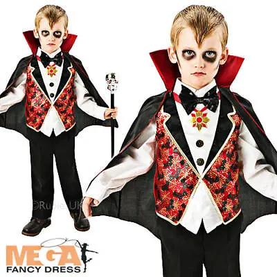 Dracula Fancy Dress Boys Vampire Childrens Kids Childs Halloween Horror Costume • £7.99