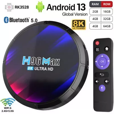 H96 MAX Smart Quad Core TV Box Android 13.0 8K HD Stream Media Bluetooth Player • $58.92