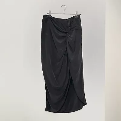 Zimmermann Black 100% Silk Drape Pencil Skirt Side Slit Size 1 (AU10) Like New! • $99