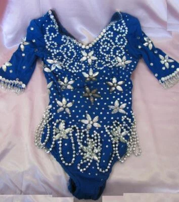 $255 • Buy 1950s VINTAGE CABARET CIRCUS HAND SEWN LEOTARD COSTUME W/GLASS CRYSTALS & CYLON