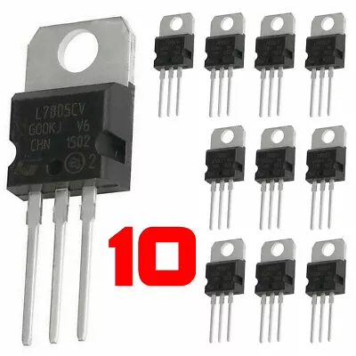 10 X LM7805 L7805CV 7805 TO-220 5V 1.5A Voltage Regulator - USA Seller • $6.99