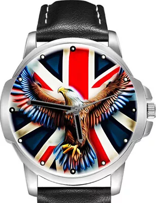 Eagle With Union Jack Flag Art Stylish Rare Quality Wrist Watch • £31.98