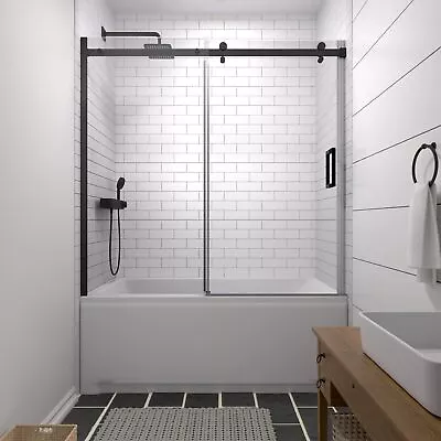 KPUY Sliding Shower Bath Tub Door 56  - 60  X 58  Frameless 5/16'' Clear Glass • $481.99