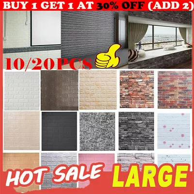 Large Self-adhesive 3D Tile Brick Wall Sticker Waterproof Wallpaper Foam Panel. • £13.79