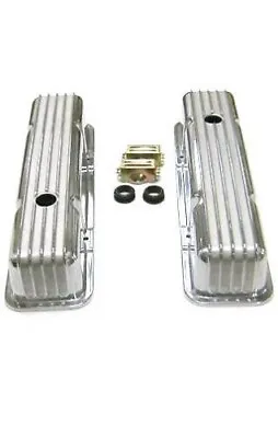 Vintage V8 Chevy 283 305 350 400 Retro Finned Aluminum TALL Valve Covers W Bolts • $81.95