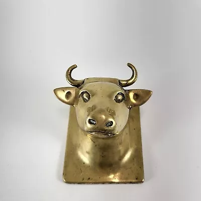 Vintage Brass Kingdom Bull Head Wall Hook Towel Holder Coat  • $26.97