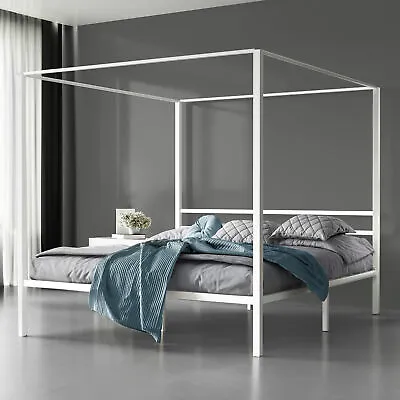 TAUS King Size Canopy Bed Frame Metal Heavy Duty Steel Platform Headboard 14  • $143.62