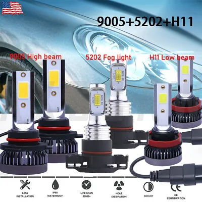 LED Headlight + Fog Light Bulbs Combo For Chevy Silverado 1500 2500HD 2007-2015 • $17.89